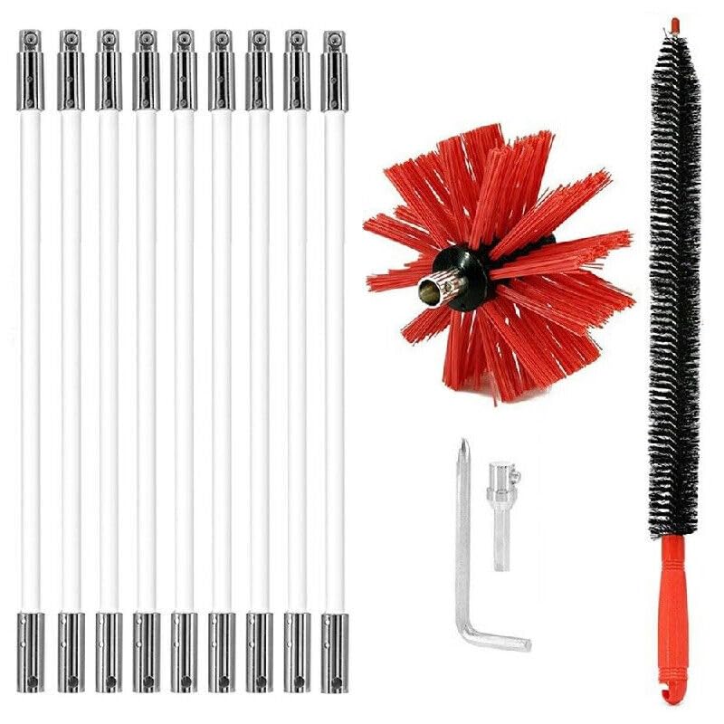LENDOO Flexible Chimney Sweep Set Flue Sweeping Brush and Rod Kit Soot Cleaning Rods