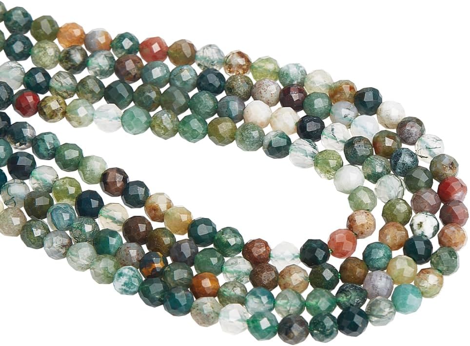 NBEADS About 232 Pcs Natural Indian Agate Beads, 3mm Natural Gemstone Beads Faceted Round Loose Beads for DIY Necklace Bracelat Jewelry Making, Hole: 0.8mm - Image 6