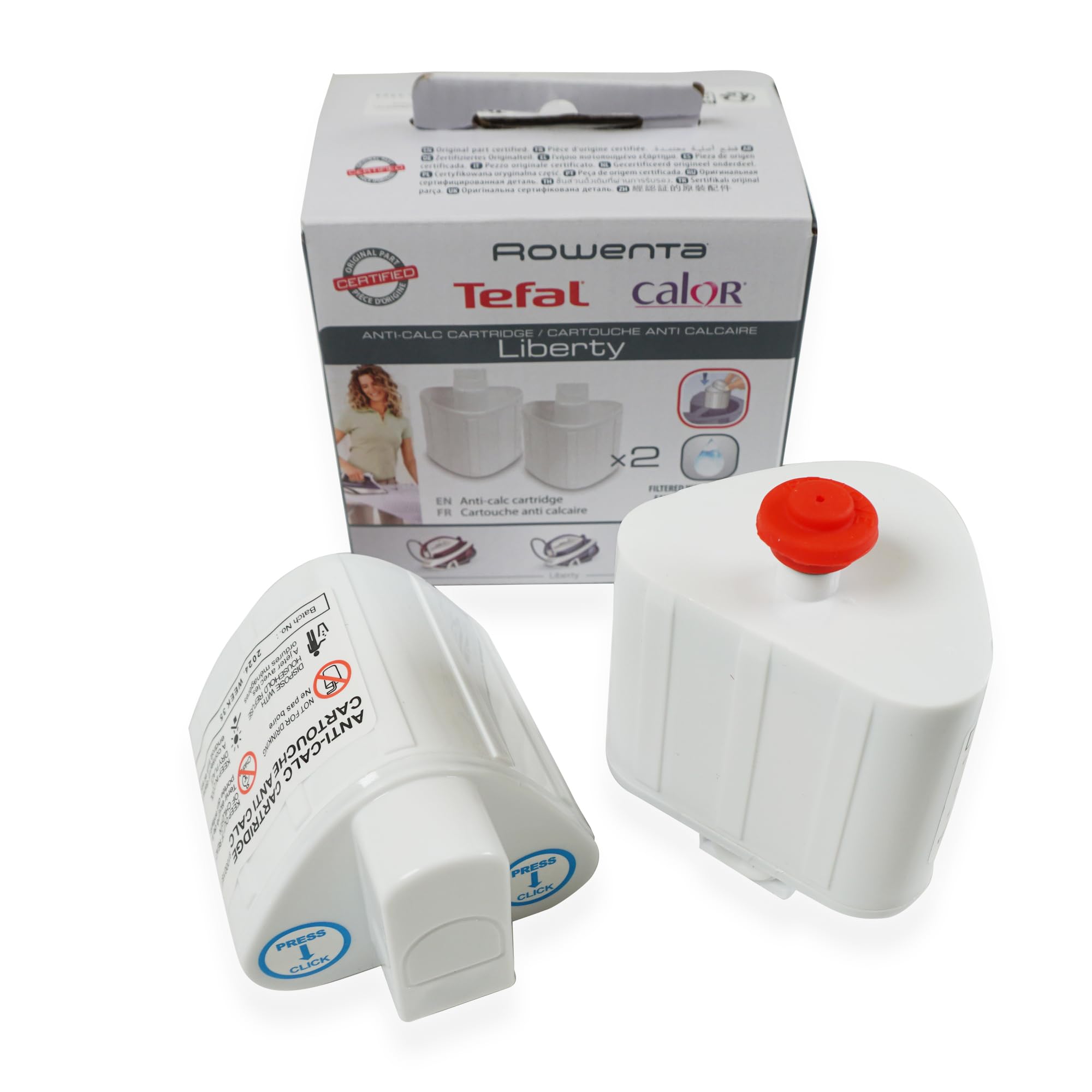 2x Antikalk-Filterkartusche für Dampfbügelstation - kompatibel mit Rowenta, Calor, Tefal Liberty - Original XD9070E0