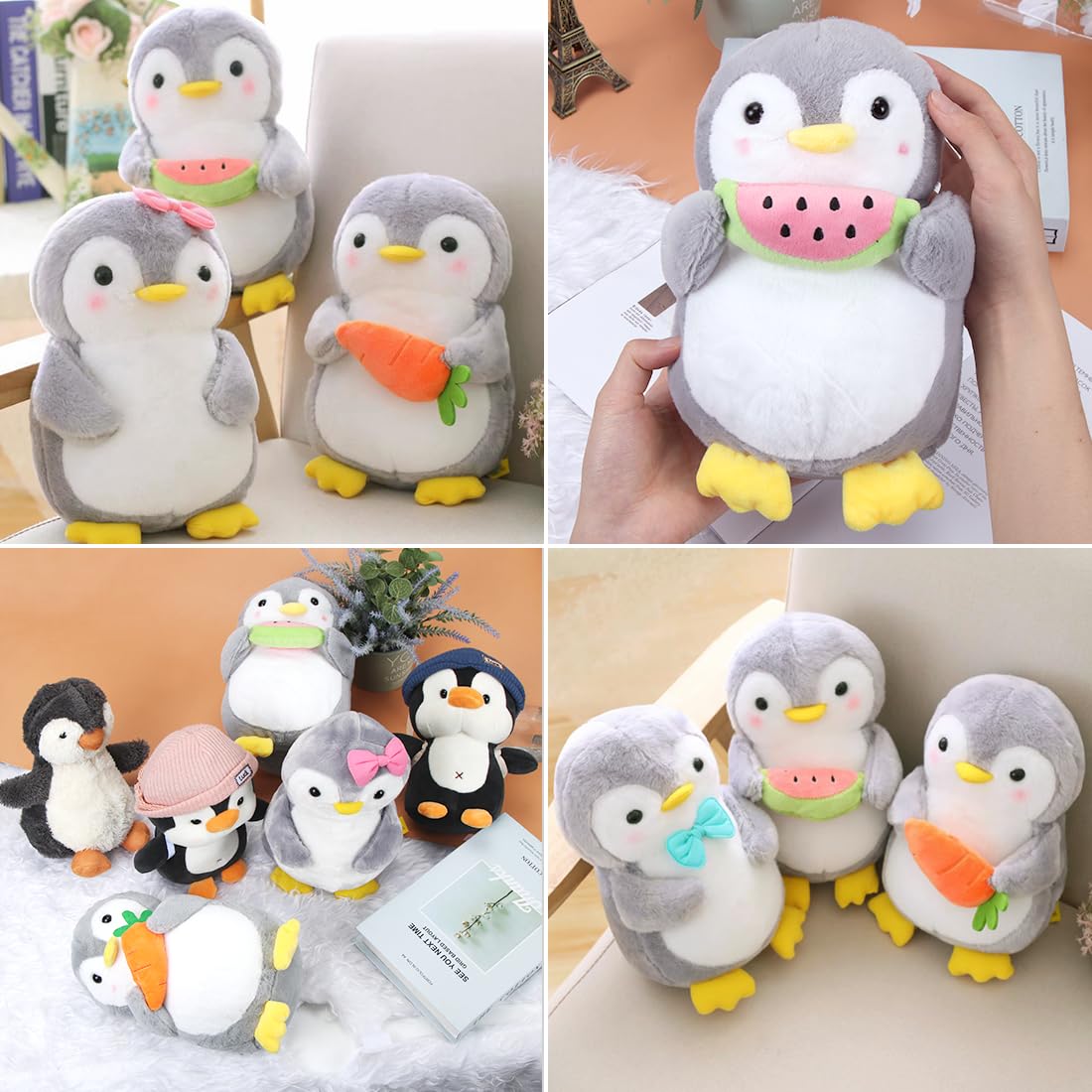 Jellycat PEANUT PENGUIN MEDIUM - Knuffel - black/white/grijs