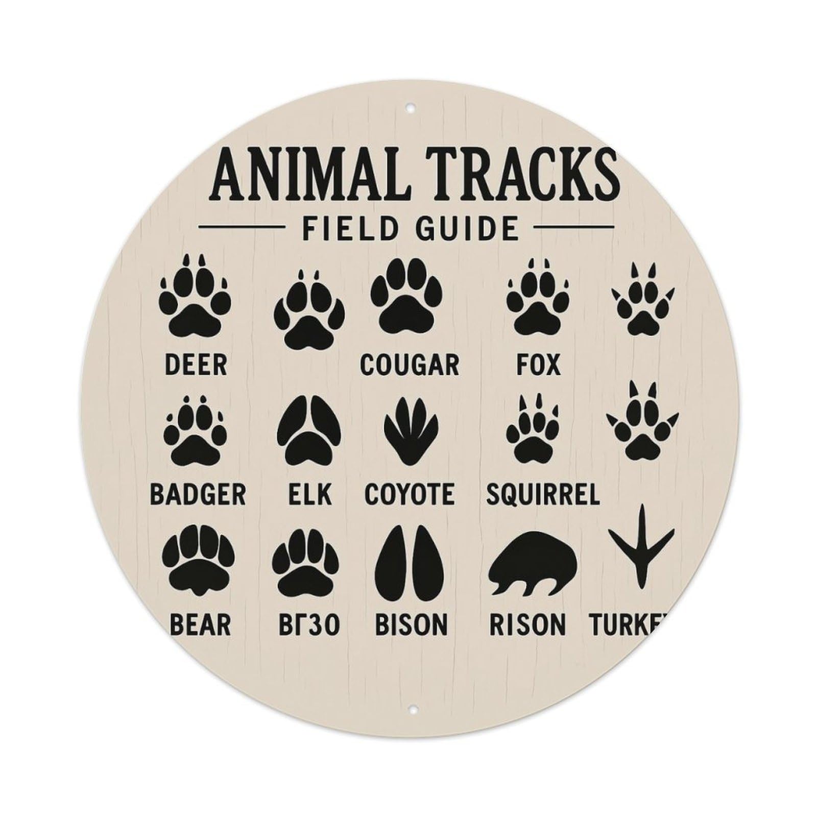 Jdyansheng Vintage Animal Tracks Field Guide Pattern Tin Sign Metal Poster Metal Signs For Home Man Cave Bar Cafe Kitchen Laundry Room Wall Decorations 8X8 Inches