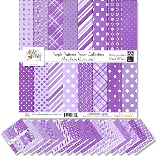 Pattern Paper Pack - Purple Patterns - Scrapbook Premium Specialty Paper Single-Sided 12