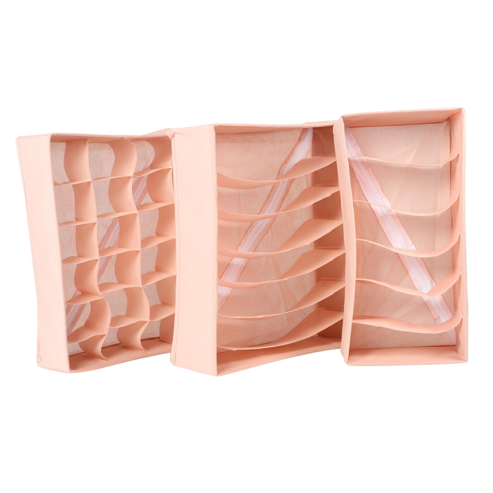 CHILDWEET 3 Cajas de Almacenamiento para Ropa Interior y Calcetines, Organizador de Armario de Tela No Tejida, Diseño de 6, 7 y 20 Compartimentos para Dormitorio