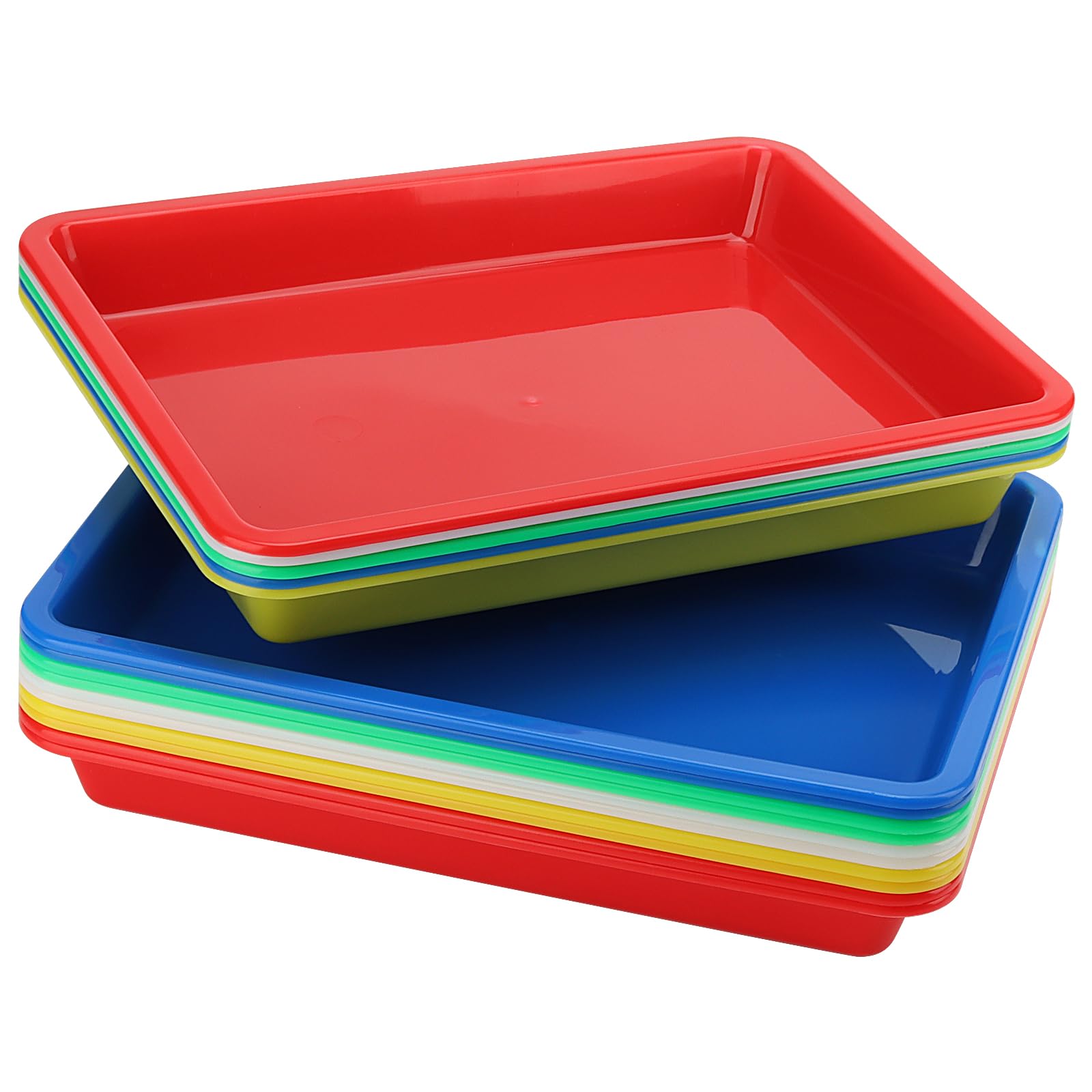 MANCHAP 15 bandejas de plástico de colores 28 x 21,5 x 3 cm, organizadoras para manualidades y bricolaje de 5 colores