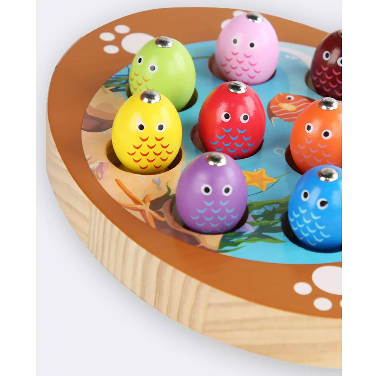 Juguete Montessori 2 en 1 de Pesca Magnética de Madera | Juguete de aprendizaje de contar, sumar y restar, tablero con forma de animal lindo oso/gato/pez, motricidad fina