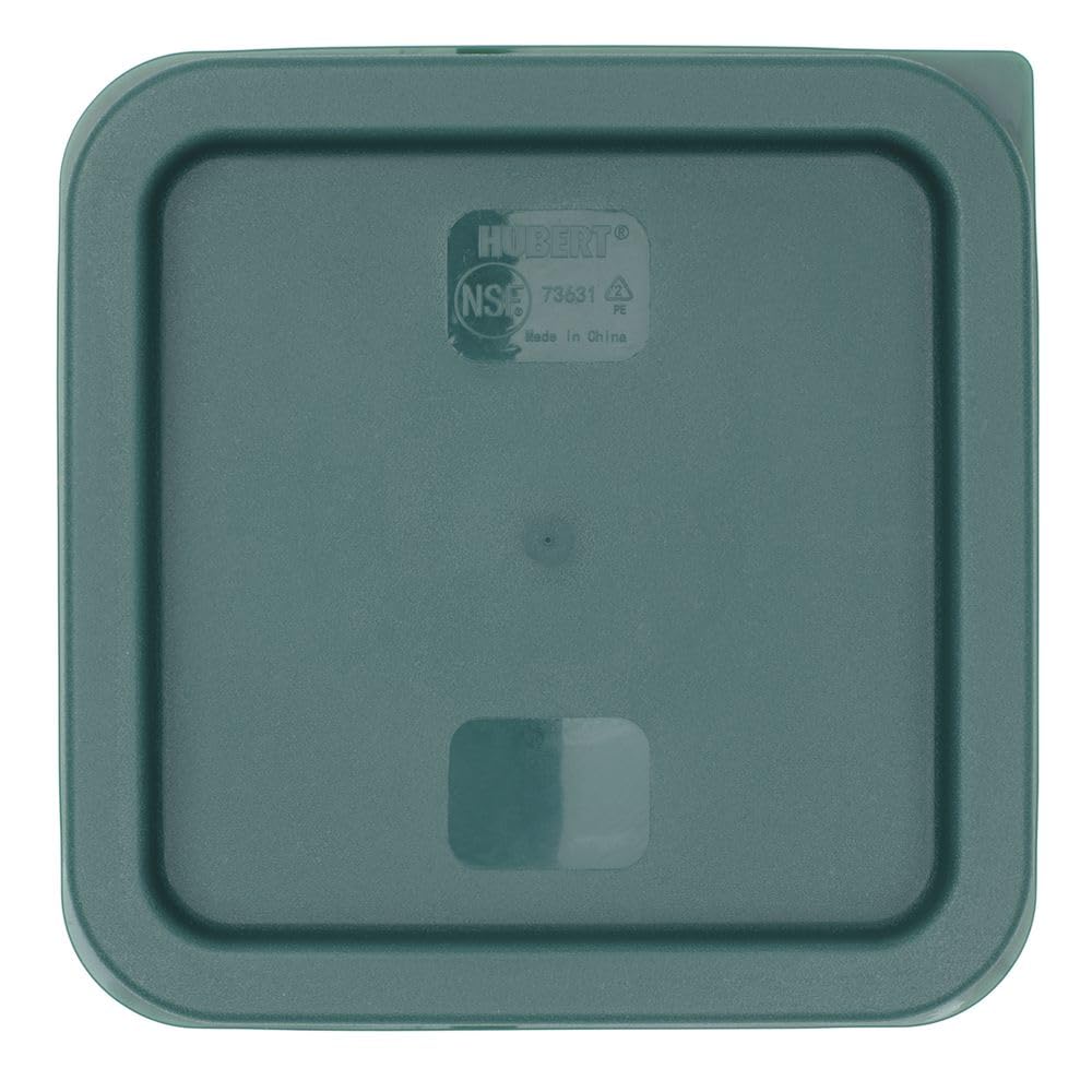Polycarbonate Lid for 2 & 4 Qt Food Storage Containers - 7 31/100" L x 7 31/100" W x 63/100" H by HUBERT – Plastic, Green, Model 105008