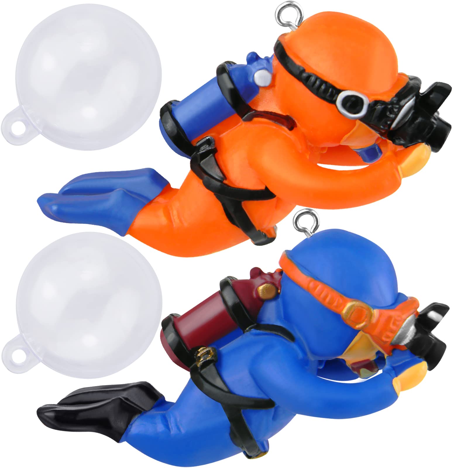 PSMILE Floating Fish Tank Photographing Aquarium Decorations with Floating Ball Lovely Diver Fish Tank Decorations Fish Toy Floating Device Fish Tank Accessories Blue & Orange