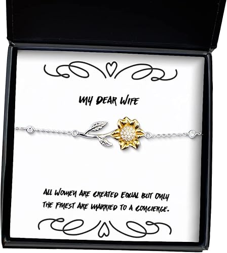 Game On Novelties Epic Wife, All Women are Created Equal but Only The Finest are Married to a Concierge, Holiday Sunflower Bracelet for Wife