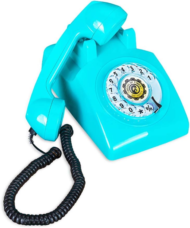 Qdid Retro Style Phone/Rotary Dial Telephone/Vintage Telephone/Classic Desk Phone with Rotary Dialler (Color : Light Blue)