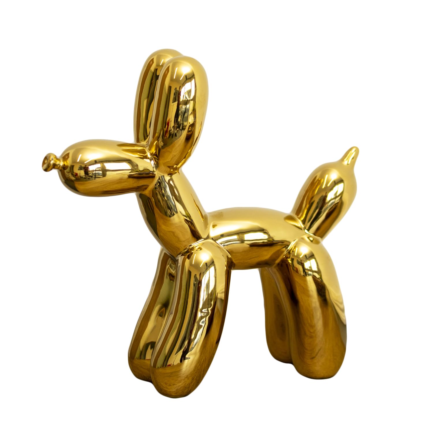 Darthome Gold Balloon Dog Ornament 22x22x8cm Ceramic Chrome Novelty Animal Mantel Decorative Figure