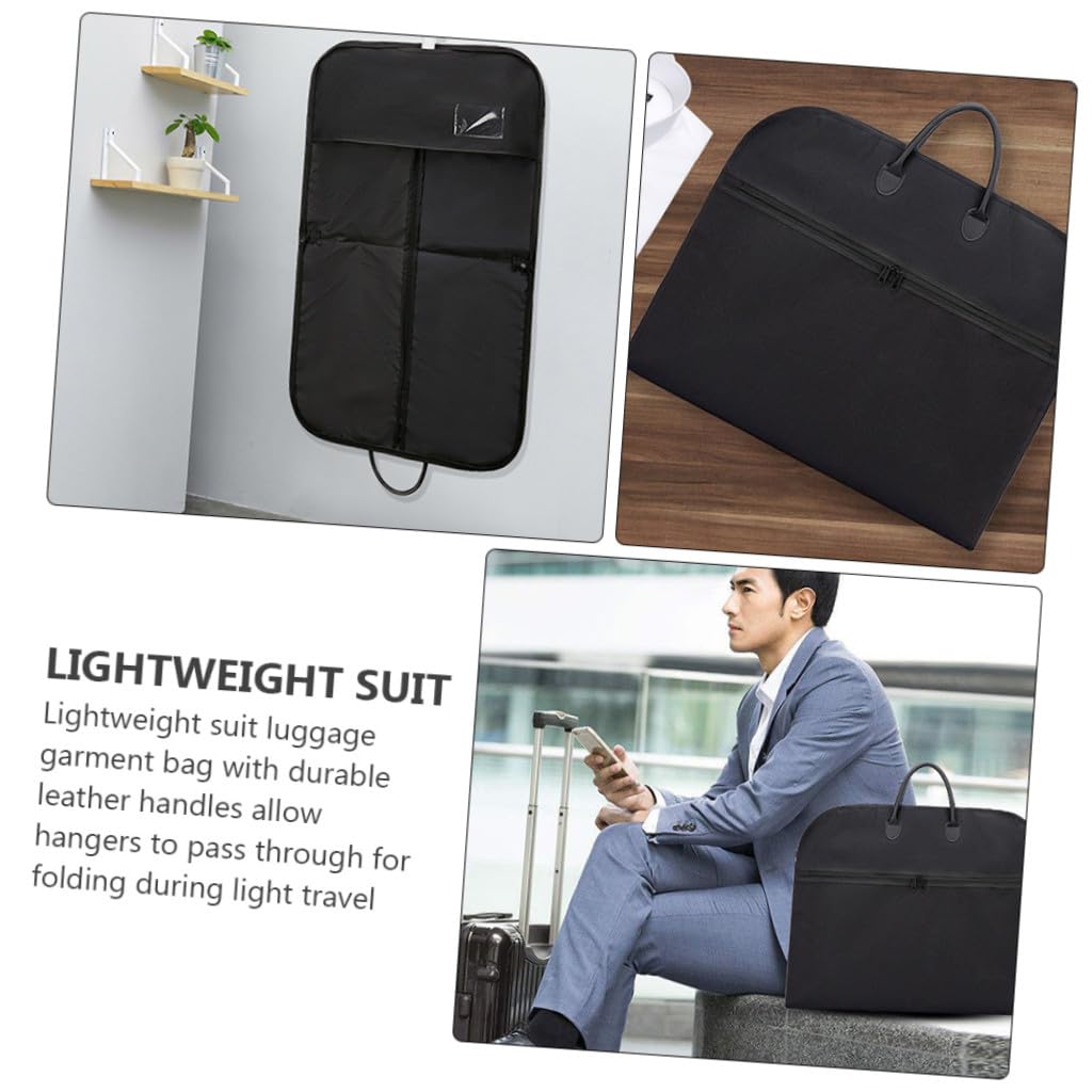 STOBAZA Bolsa Funda Protectora para Trajes de Tela Oxford Portátil Plegable Negra Ligera y Conveniente para Viajes y Negocios para Vestidos y Abrigos