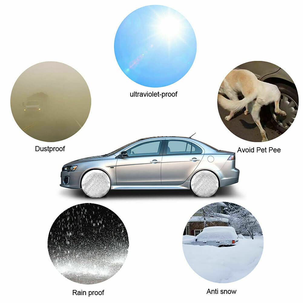 URFEDA 4 copriruota 27-29 resistente alle intemperie, protezione solare per pneumatici, copertura per auto, pellicola di alluminio, per camper, rimorchi, SUV, camion
