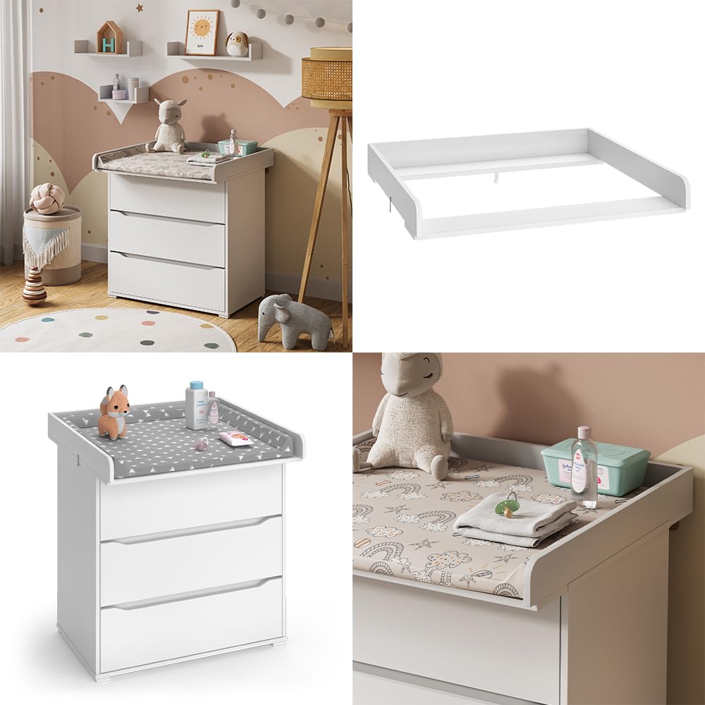 Vicco Mueble Cambiador Wicko, Blanco, 80 x 76 cm, para Usar como Cambiador en cómodas estándar