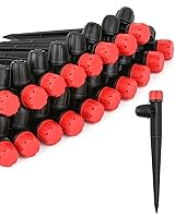 Vista 11 de Emisores de riego por goteo para tubos de riego por goteo de 1/4 de pulgada, goteros de flujo de agua ajustables de 360 grados en estaca de flecha