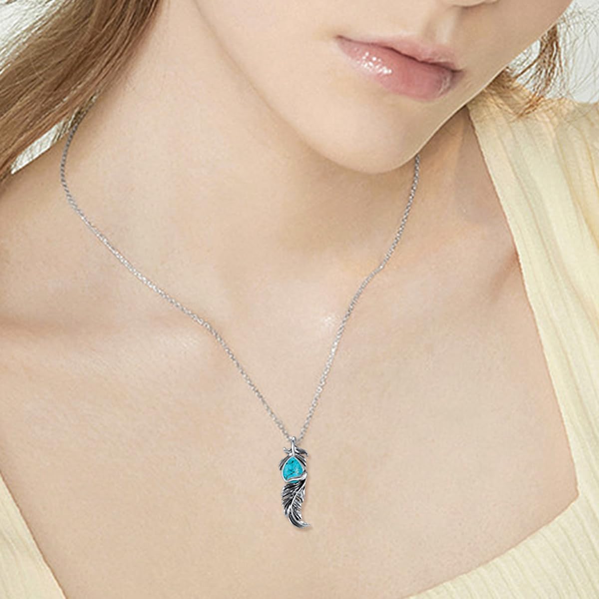 Feather Necklace 925 Sterling Silver Feather Pendant Jewelry for Women Christmas Birthday Gifts - Image 4