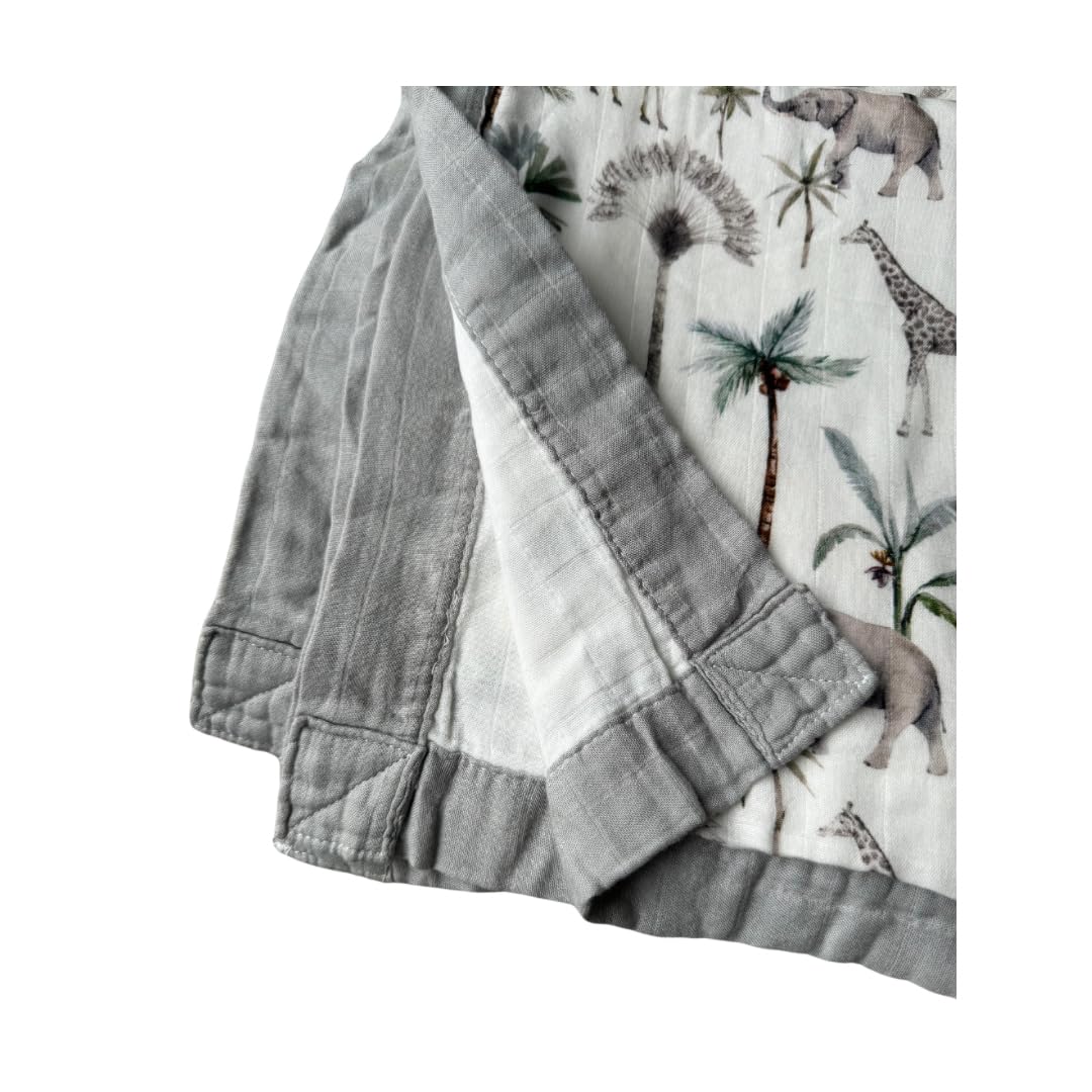Baby J's, Light Safari, Quilted Bamboo Muslin Blanket, X-Large Blankets for Babies and Toddlers - Image 3