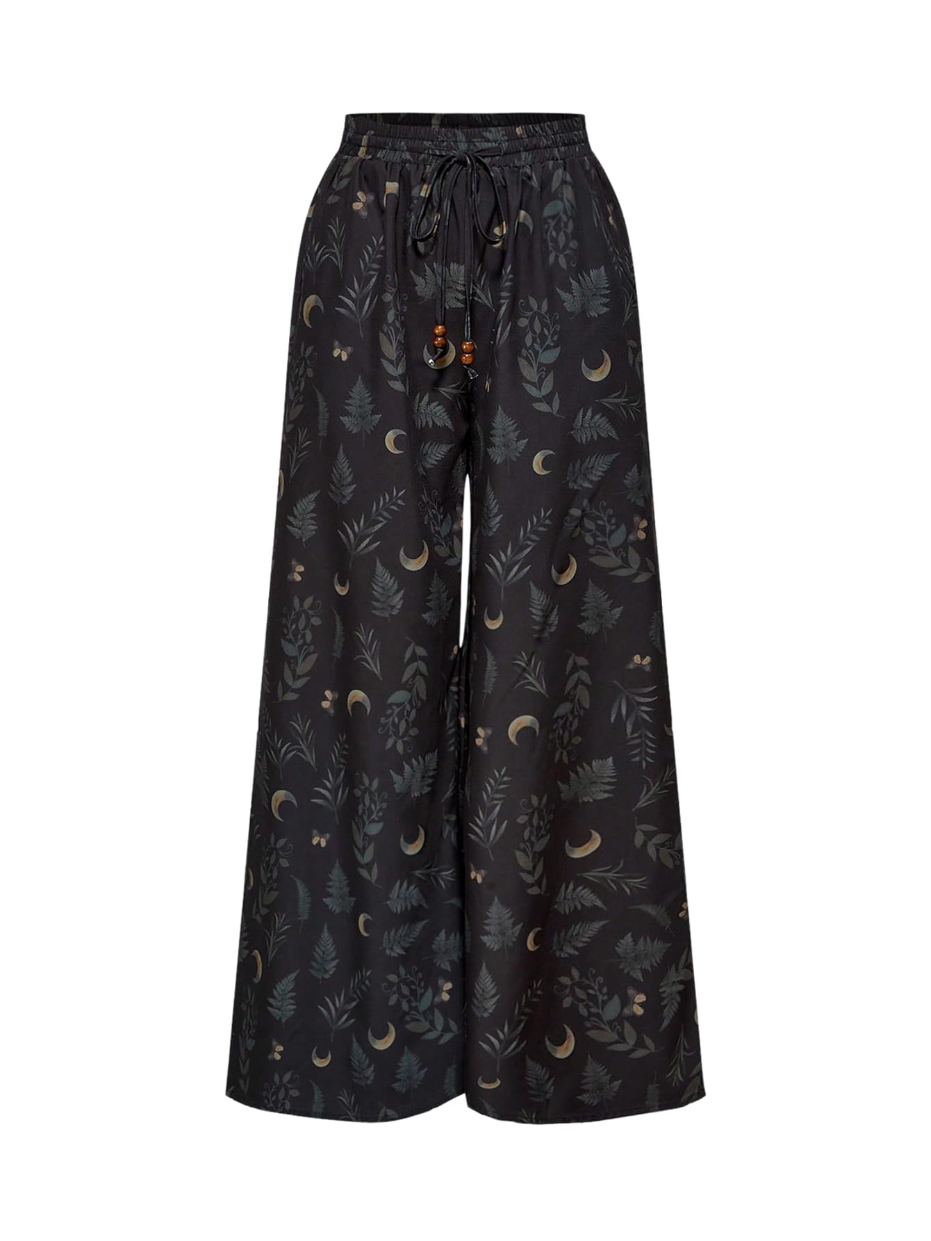 SOLY HUX Womens Wide Leg Pants Vintage Print Drawstring Elastic Waist Baggy Casual Vacation Long Trousers