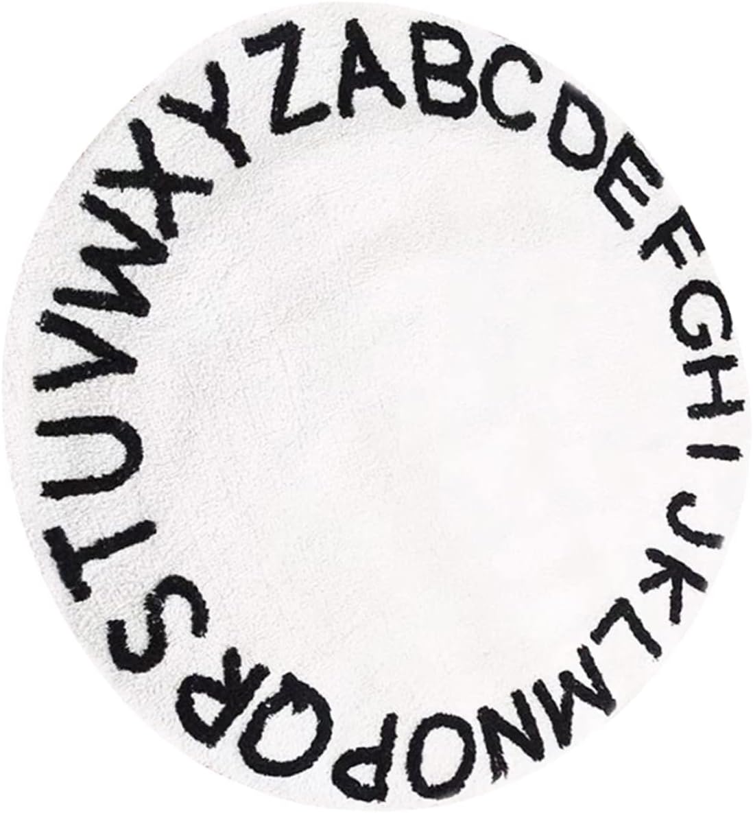 Round Alphabet Area Rug Non-Slip Soft Rug for Children's Rooms Washable Nordic Style Decor 26 Letters Design for Play and Crawling