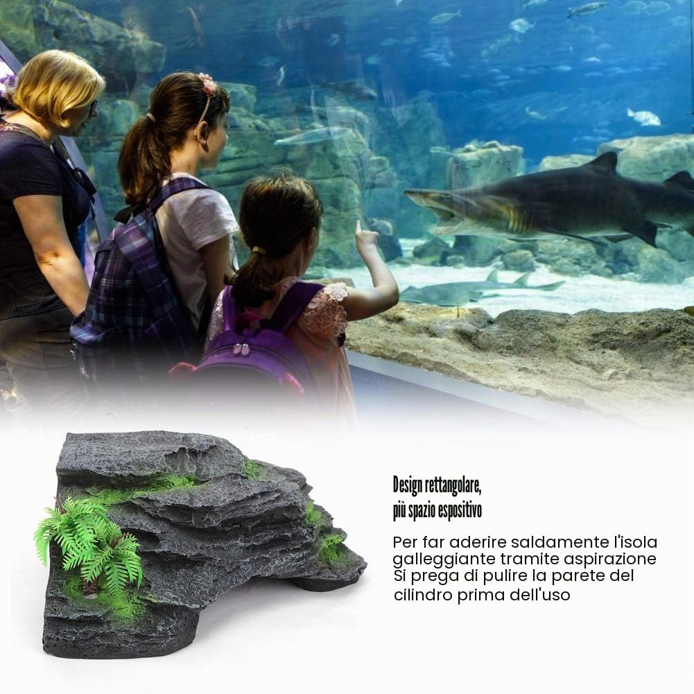 Fdit Grotta Galleggiante per Tartarughe, Piattaforma in Resina Artificiale, Decorazione Acquario, Isola per Rettili, Ornamento Serbatoio di Pesce