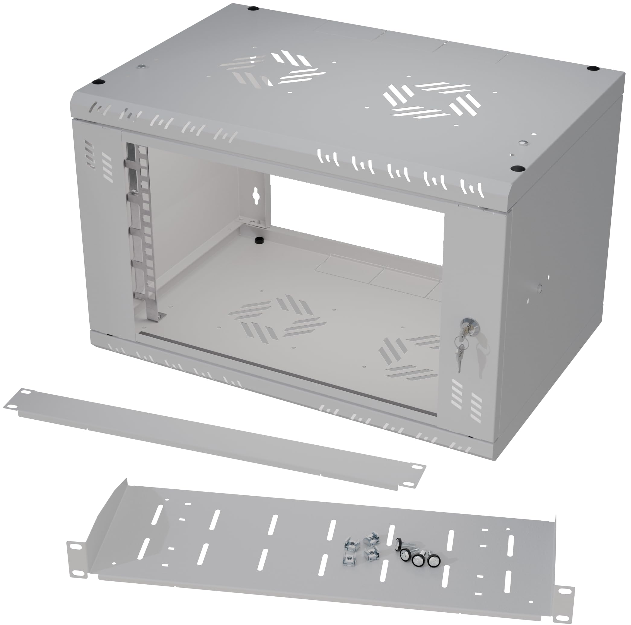 Armario Rack Standard 19 Pulgadas 6U 350mm Set con Rack Servidor 150mm y Panel en Blanco - Fabricado en Acero - un Juego Completo para su Sala de servidores