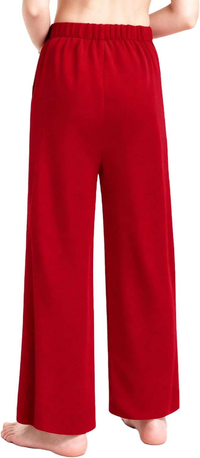 XUNZOO Boys Church Prayer Pants Solid Color Wide Leg Liturgical Worship Lyrical Dance Pants Choir Performance Wear