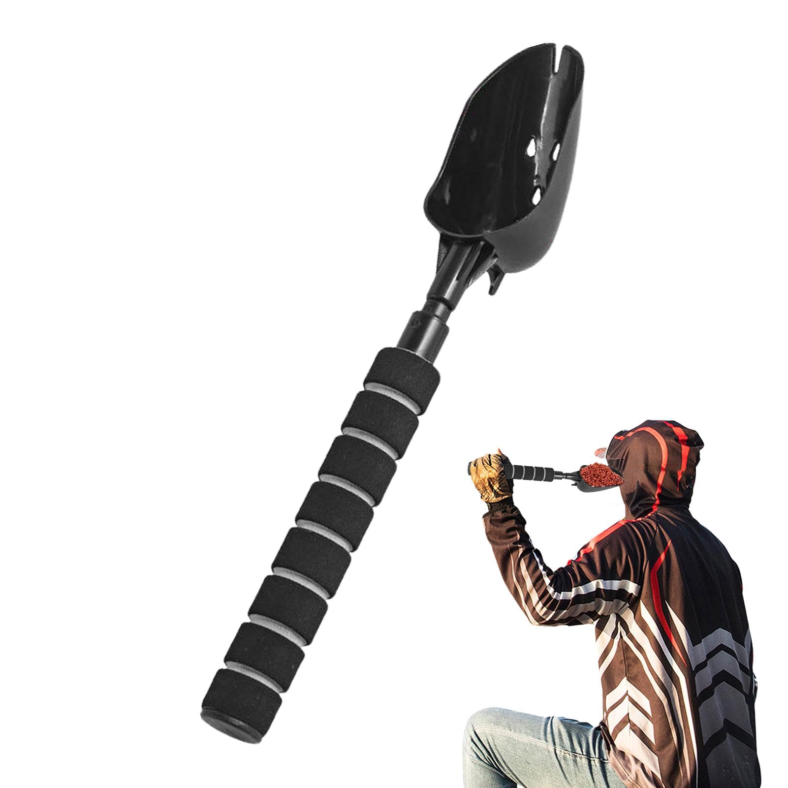 Fishing Baiting Throwing Spoon Telescopic Bait Feeder Mini Scoop Portable