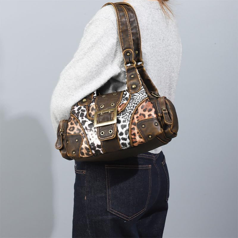 Image of Shoulder Purse for Women, Leather Women's Handbag Y2k Aesthetic Coquette Shoulder Bag Hobo Punk Trendy Ladies Purse