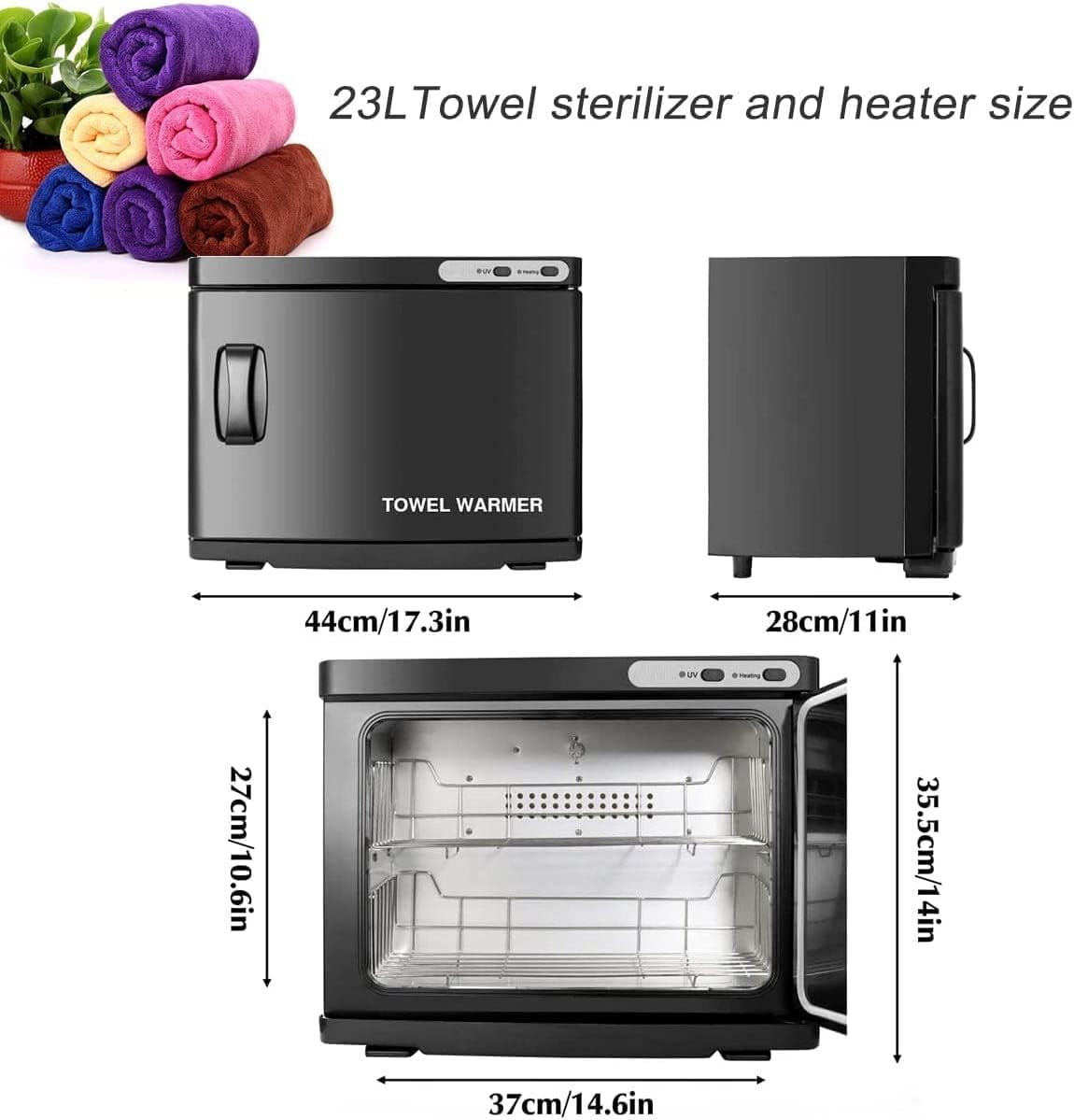 Handtuchsterilisator Und Heizung Uv-sterilisator Desinfektion Multi-in-1 Elektrischer Dampfsterilisator Hochtemperatur-Gesichts-spa Schönheitssalon Hotel Home Barber Shop, Black, 23L