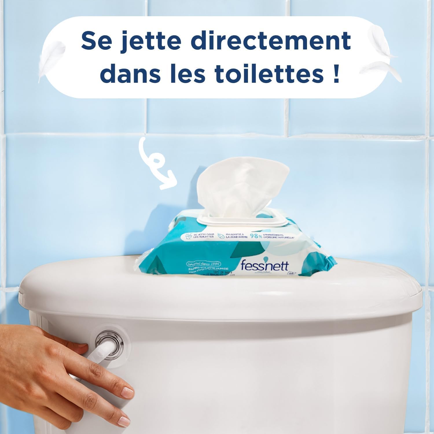 Fess'Nett - Papier Toilette Humide - Jetable WC - 16x100 Feuilles