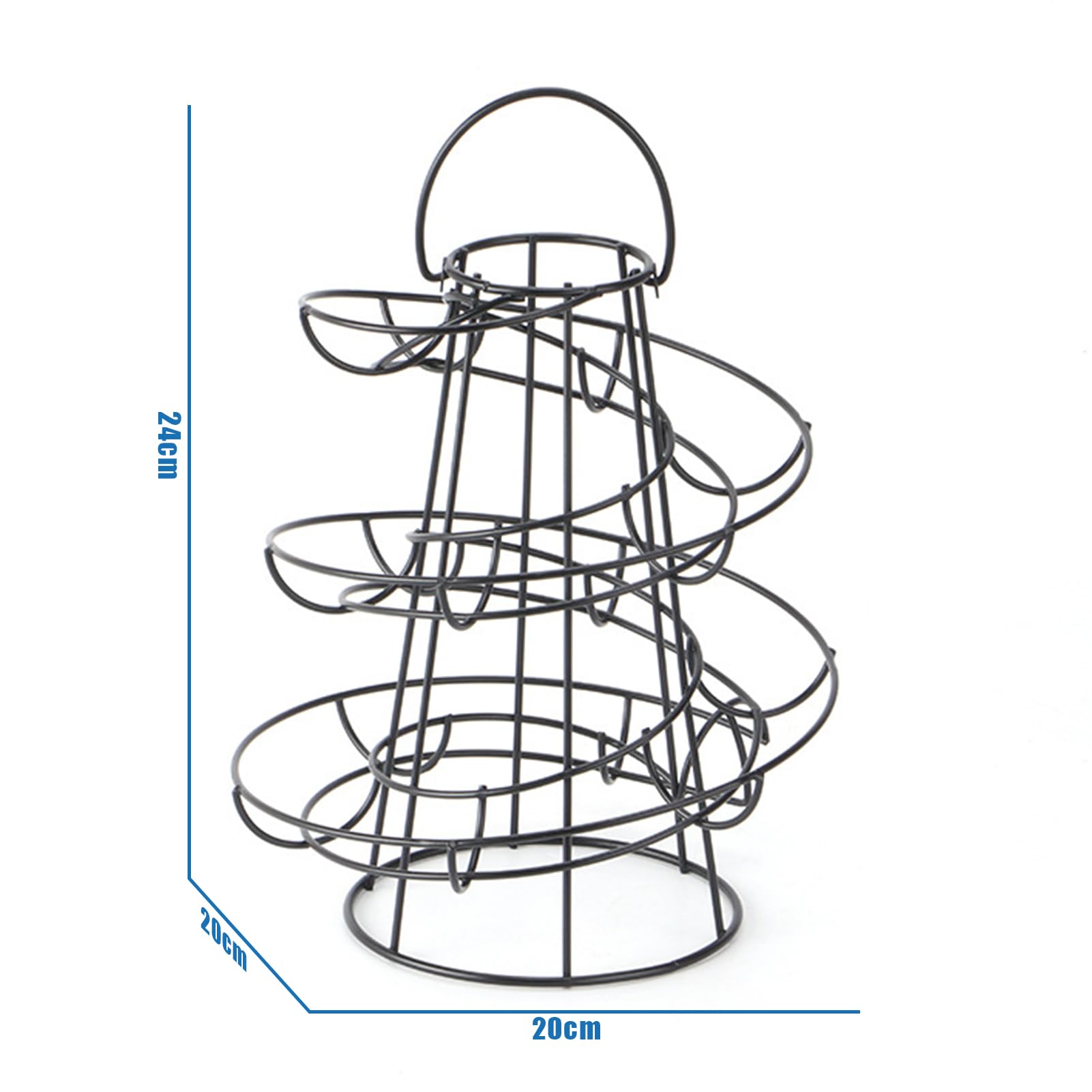 Portauova creativo a spirale per cucina, porta uova con grande capacità, 24 x 20 x 20 cm, porta uova robusto e rotante, design a spirale in acciaio inossidabile (argento)
