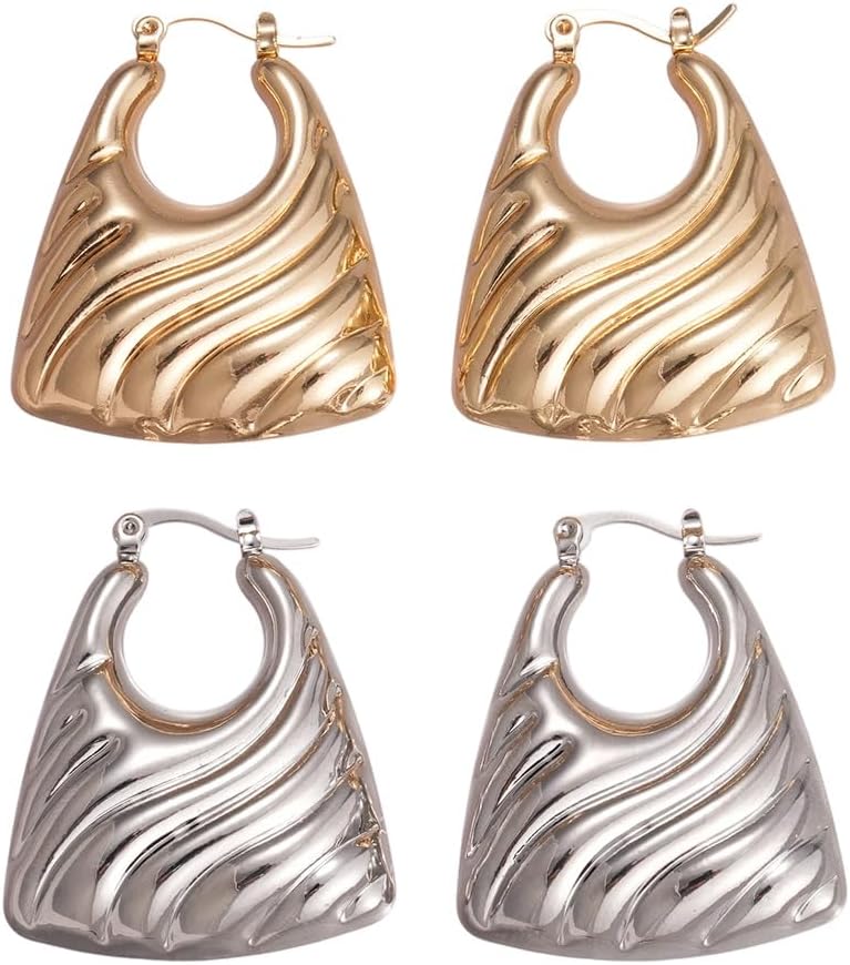 Chunky Gold Earrings for Women Large Chunky Gold Geometric Drop Dangle Statement Earrings Punk Party Jewelry - Image 6