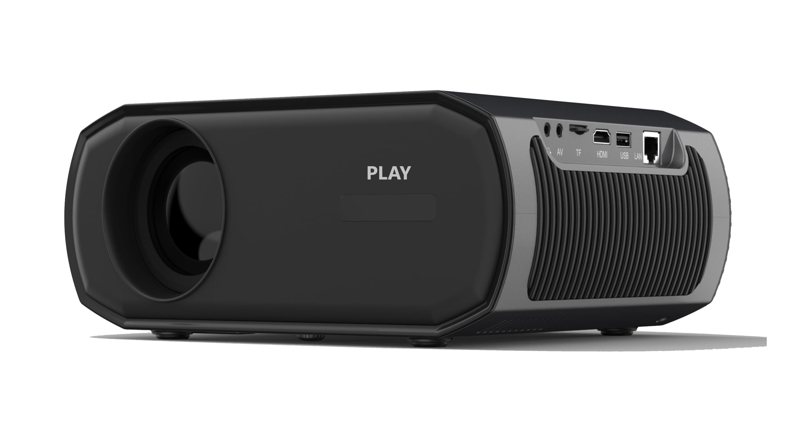 PLAY Newest MK PRO 16000 lumens 360 Degree Screen Rotation Native Full HD 1080p Auto Focus/auto Correction HDMI/USB/TF/LAN/AV/Audio Out Projector Electronic Zoom Projector (Black/Grey)-image-13