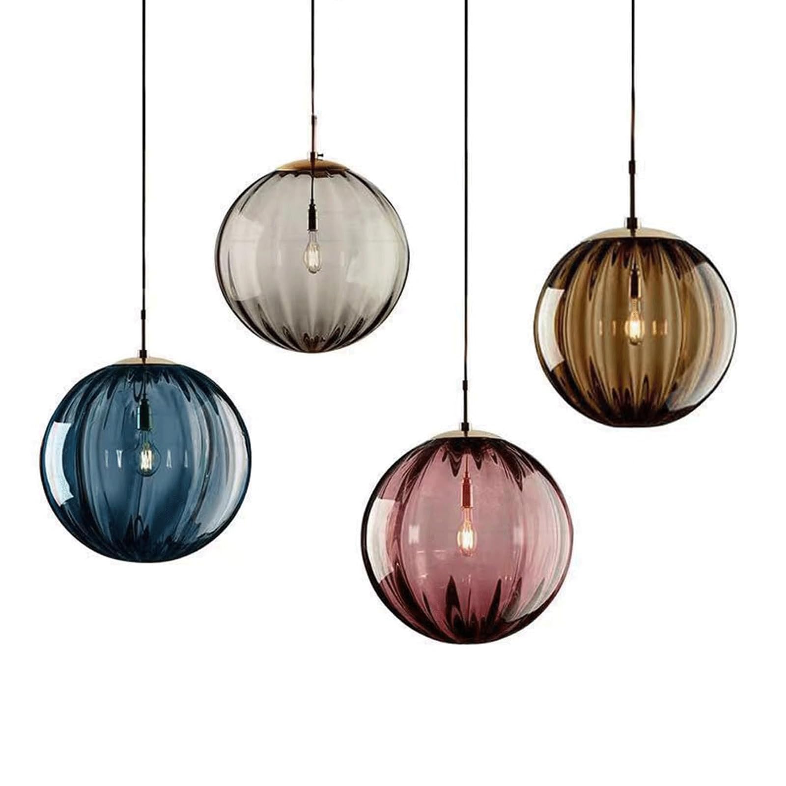 Lampa wisząca do montażu na suficie szklana kula wisząca żyrandol 1 światło E14 lampa sufitowa wyspa lampa wisząca (Rot, 20 cm)