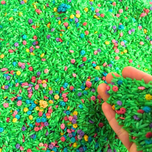 Summer Sensory Rice Bin Fillers for Kids -2 LB (4 Cups) | Sensory Play Set with Colored Rice Mix | Montessori Activities Play | Non-Toxic & Child -Safe Spring Flower Rice | Sensory Table Filler
