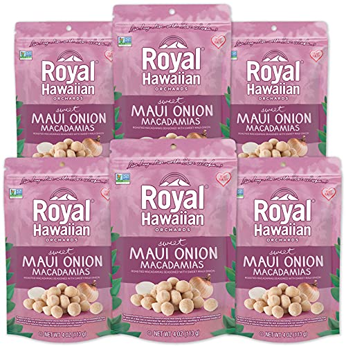 Royal Hawaiian Orchards Maui Onion Macadamia Nuts, 4 Oz (6 Pack)