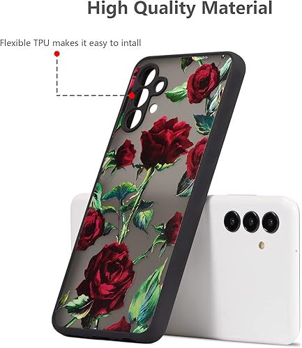 Miniatura 6 de XIZYO Funda para Samsung Galaxy A14 5G, diseño rosa, funda de teléfono floral para niñas y mujeres, patrón impreso delgado, translúcido, mate, TPU