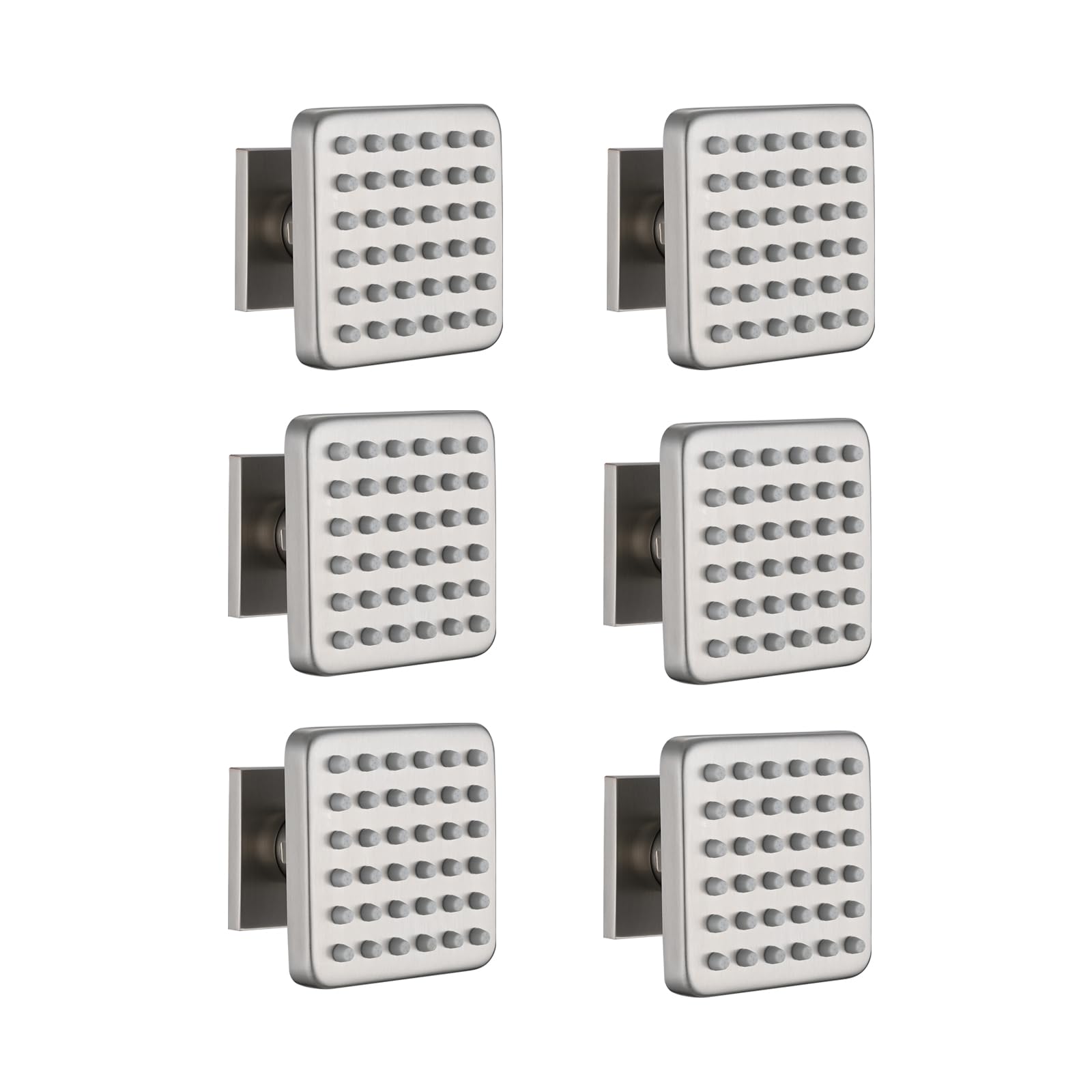 LOCALAND Solid Brass Shower Body Spray Jets, Square Body Jets for Shower, High Pressure Body Shower Jet, Wall Mount Shower Massage Spray Jets, Upgrade Spa Jets for Shower, 6PCS, Brushed Nickel