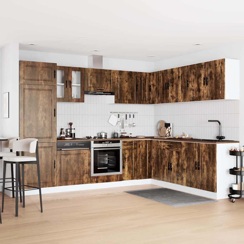 14-TLG Küchenschrank-Set Porto Räuchereiche Holzwerkstoff