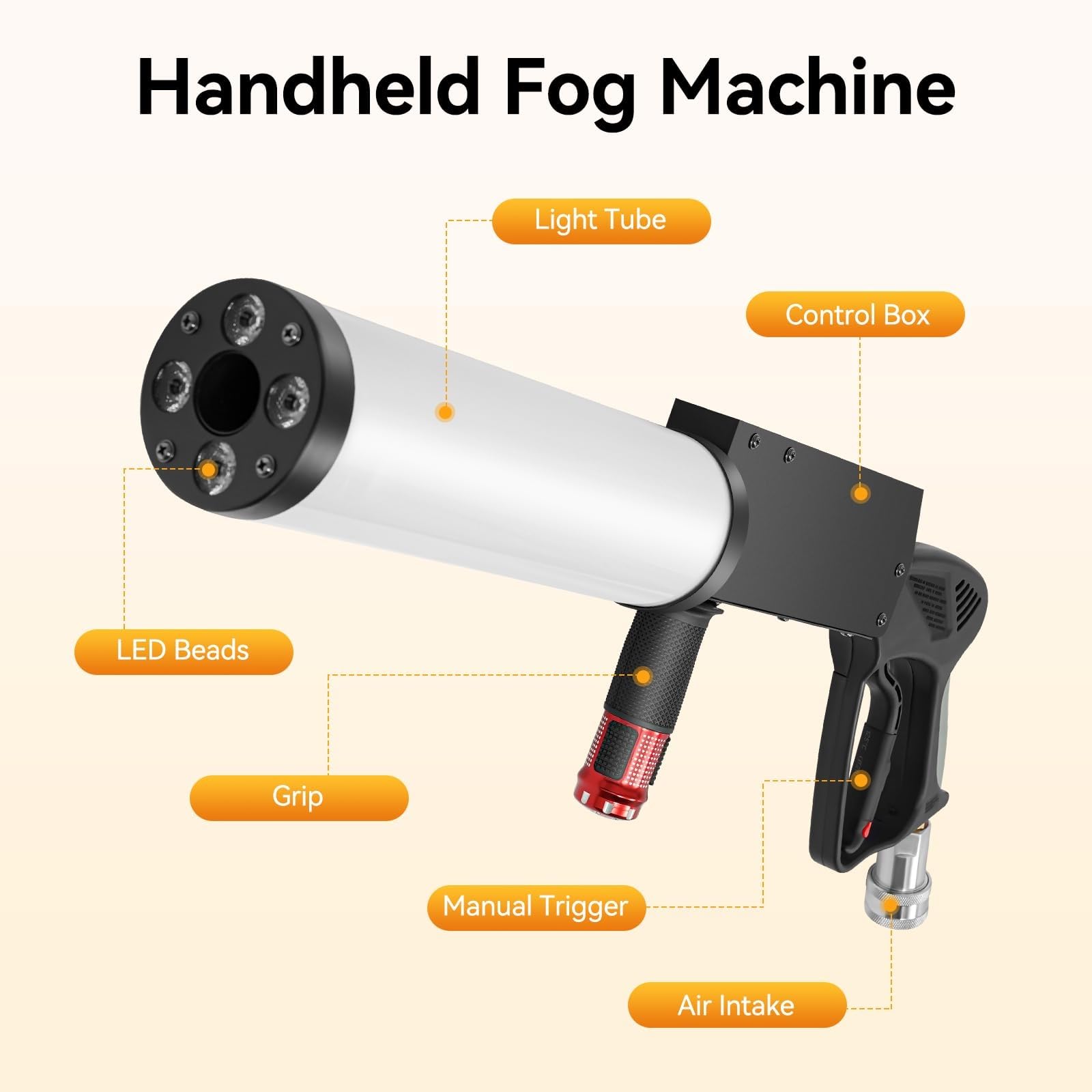 Máquina de humo de CO2, máquina de humo portátil con cañón y luces LED, ideal for bodas, fiestas de Halloween, efectos de escenario, Navidad y espectáculos de DJ.