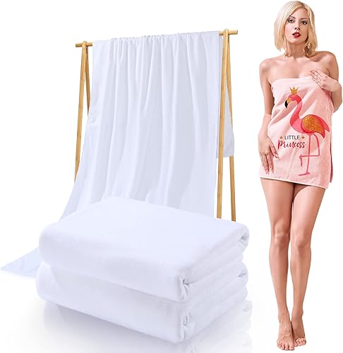 Breling 2 toallas de baño en blanco para sublimación, microfibra y poliéster, toalla gruesa absorbente para sublimación, bricolaje, hogar, baño