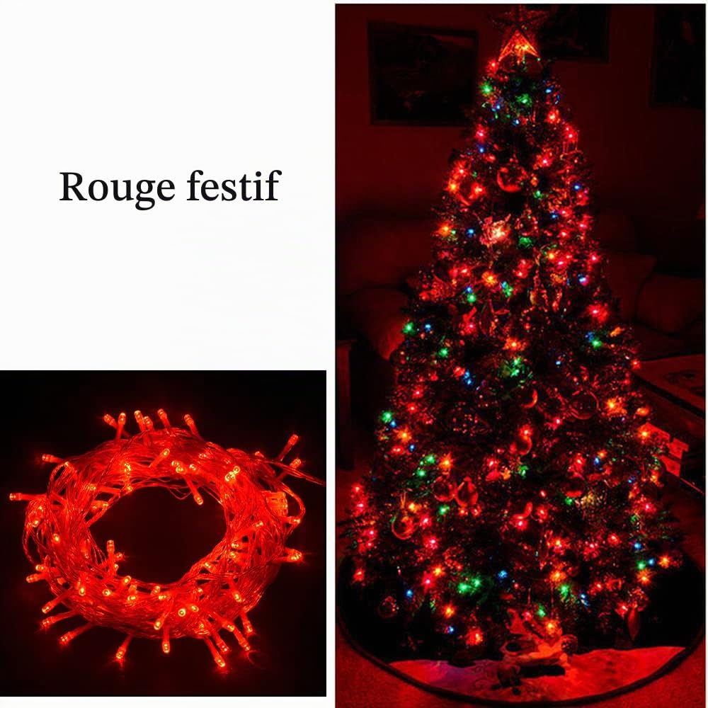 Kyllog Guirlande Luminieuse, 50m/500 LEDS Etanche Intérieur et Extérieur 8 Modes, guirlande Luminieuse, pour Noël Mariage Fête Club Jardin Fenêtre Mur (Rouge)