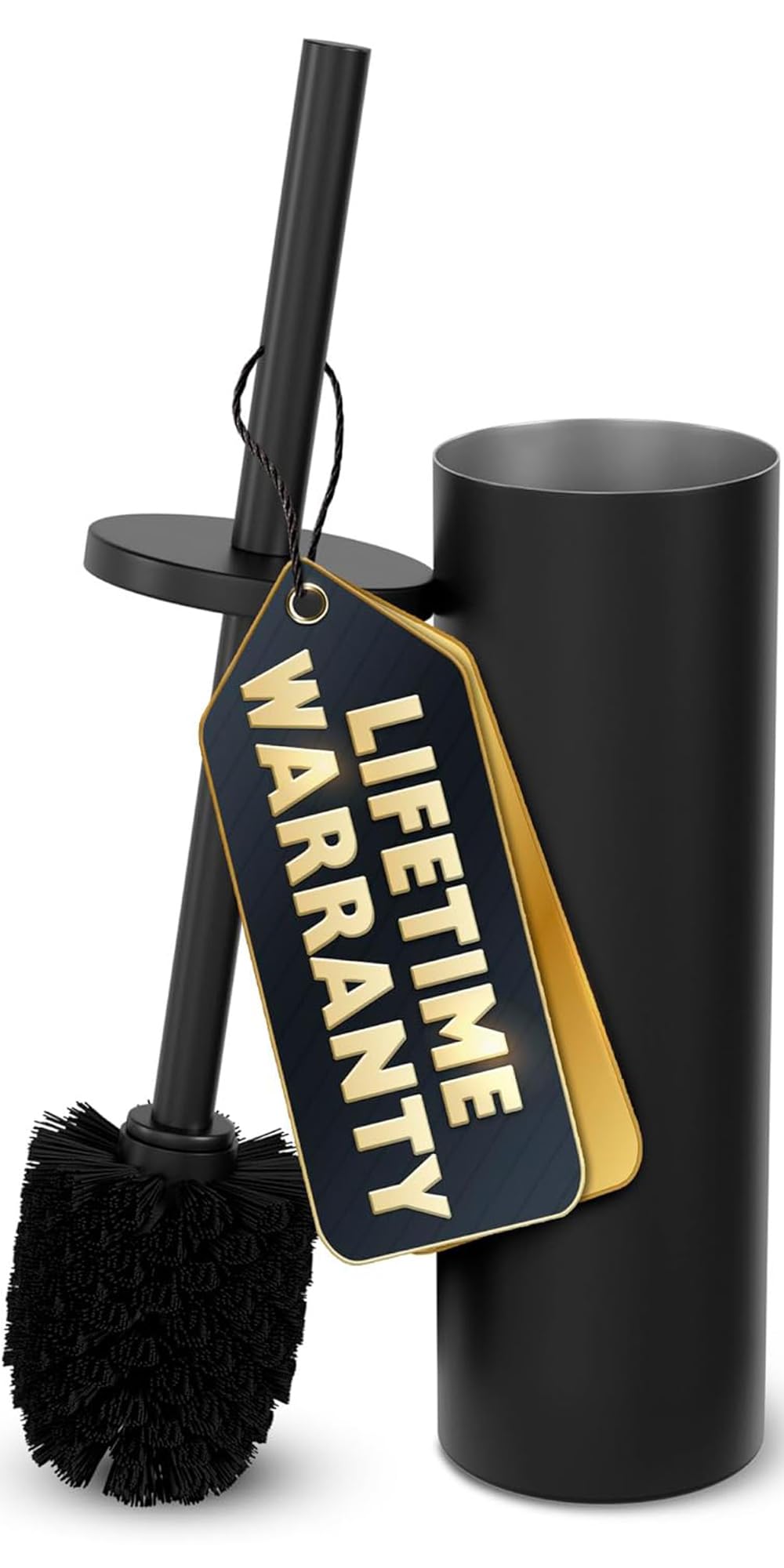 Black Toilet Brush and Holder Set - Scratch Resistant Black Toilet Bowl Brush and Holder with Soft Bristles Replaceable Head, Protection from Splashes, and Compact Design - for Effective Cleaning