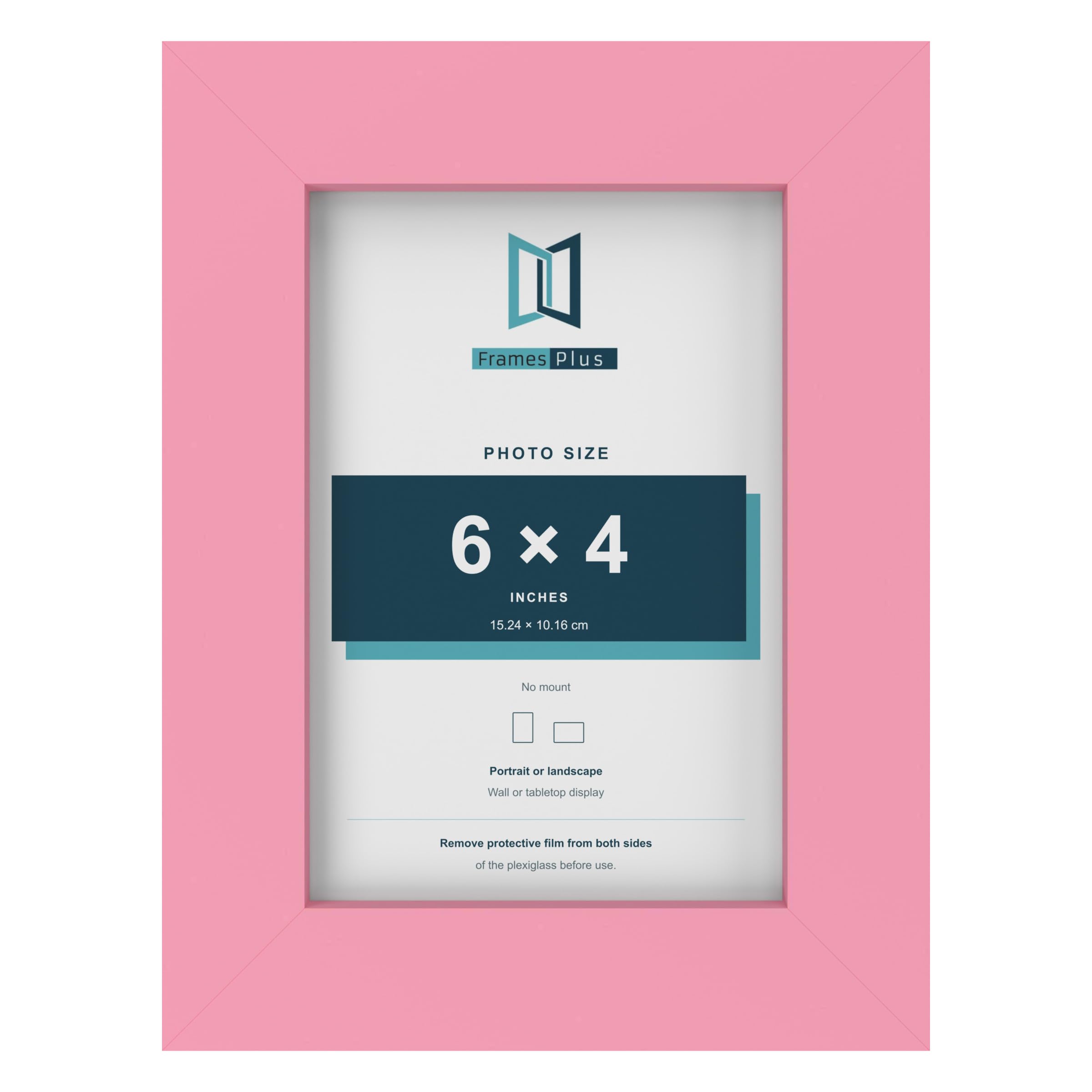FramesPlus 6x4 Inch Photo Frame, Baby Pink, Modern Picture Frame with Stand — image 1