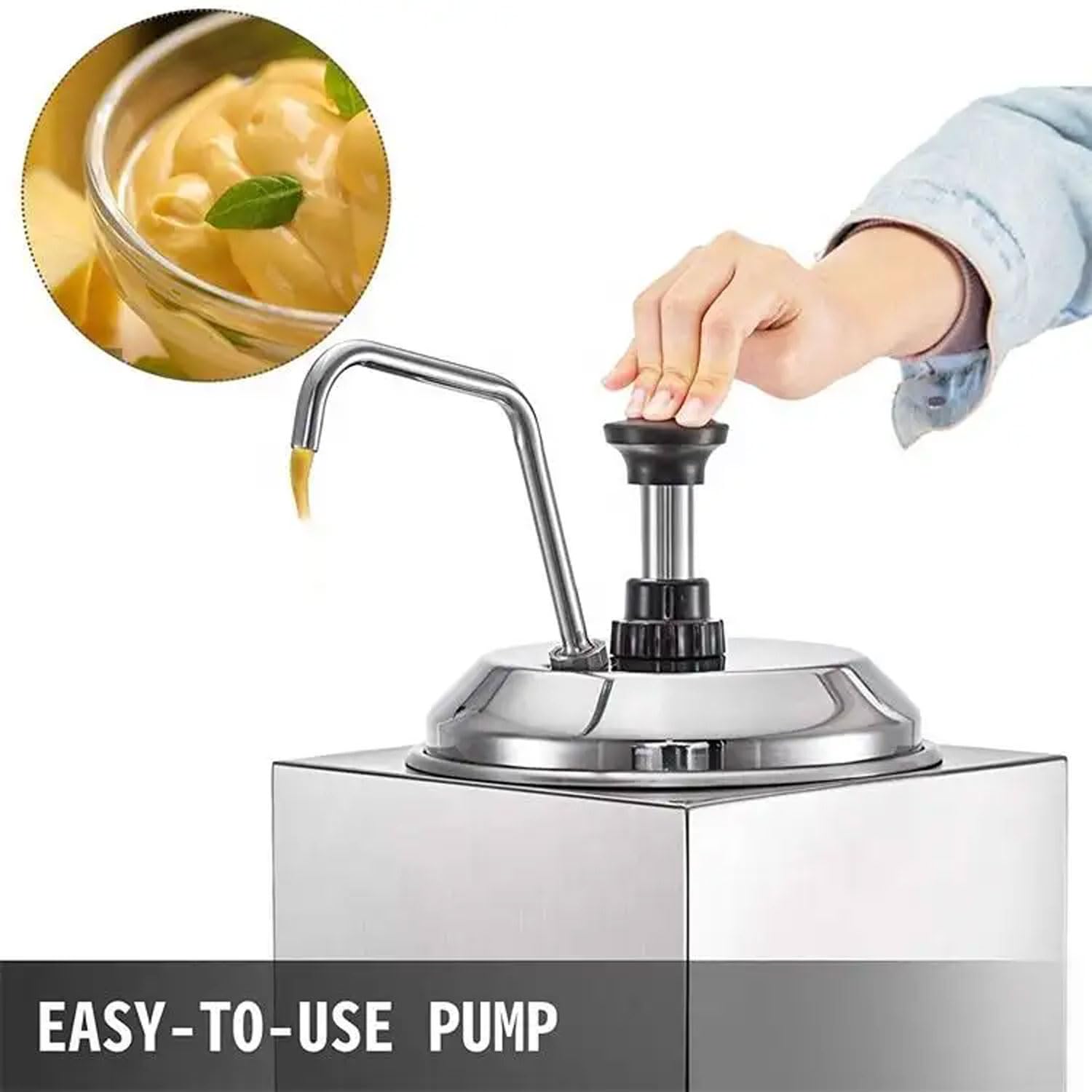 Dozownik pompy sosu komercyjnego, 2,5 l Electric Stael Stal Gorąca ciepła krówki, 30-110 ℃ Regulowana temperatura