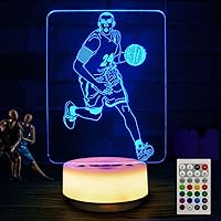 Vista 1 de Luz nocturna de baloncesto, lámpara LED con 14 colores, regulable, recargable, control remoto, diseño moderno para niños, adultos, sala de estar