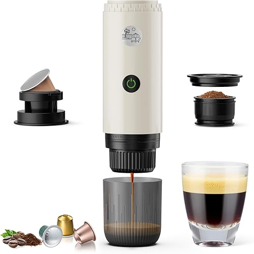 Miniatura 10 de Cafetera portátil 2 en 1, máquina de café espresso portátil de 20 barras con calefacción automática, compatible con NS y café molido para