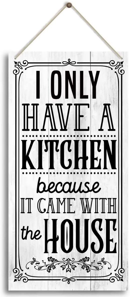 Rustic Farmhouse Kitchen Sign - Funny Decor for Counter or Wall, Perfect for Rustic Kitchens