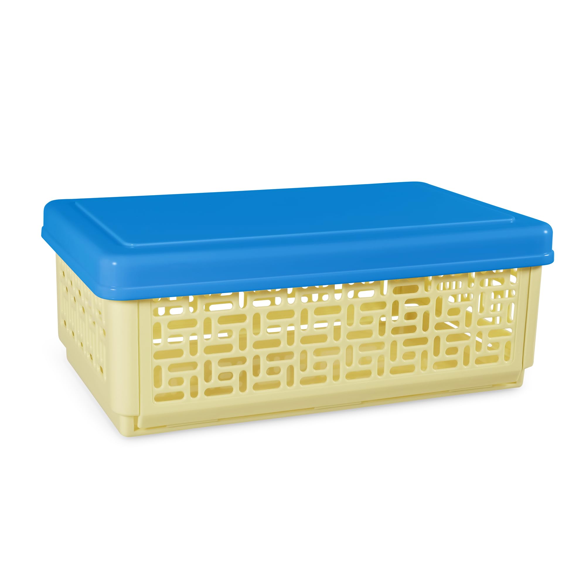 MENyOK 2PCS Small Collapsible Plastic Crates 1Qt(7.5''x4.5''x2.8'') Foldable Snack Containers with Lids Mini Storage Organziers for Crafts,Bakery,Candies,Fruits