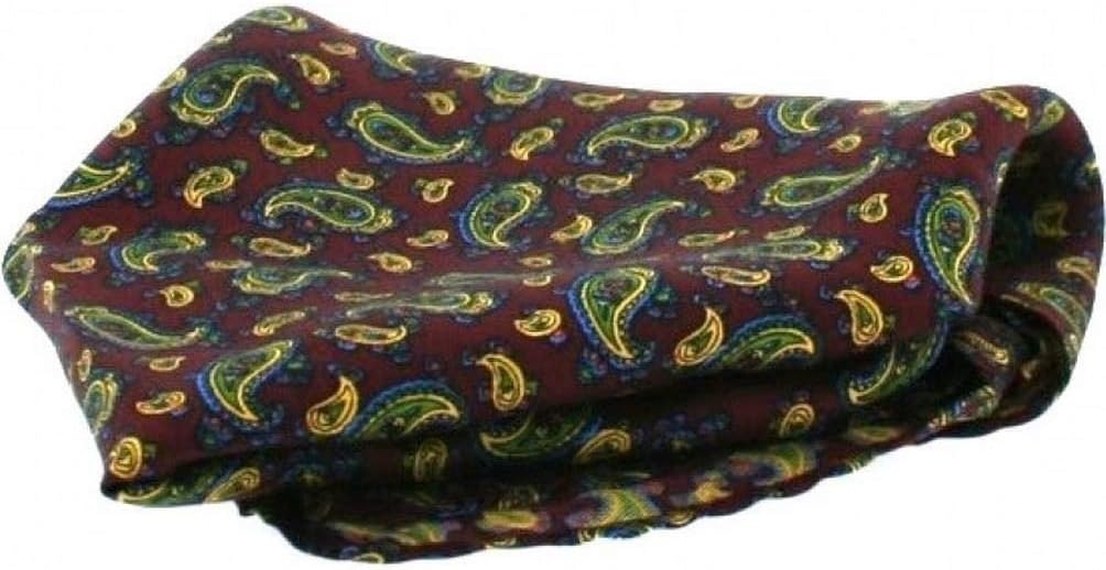 Mens Small Paisley Silk Pocket Square - Wine