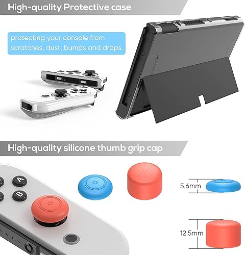 Vista 5 de FYOUNG Accessories Bundle Compatible with Switch OLED, Carrying Case with Shoulder Strap for Switch OLED and Tempered Glass Screen Protector